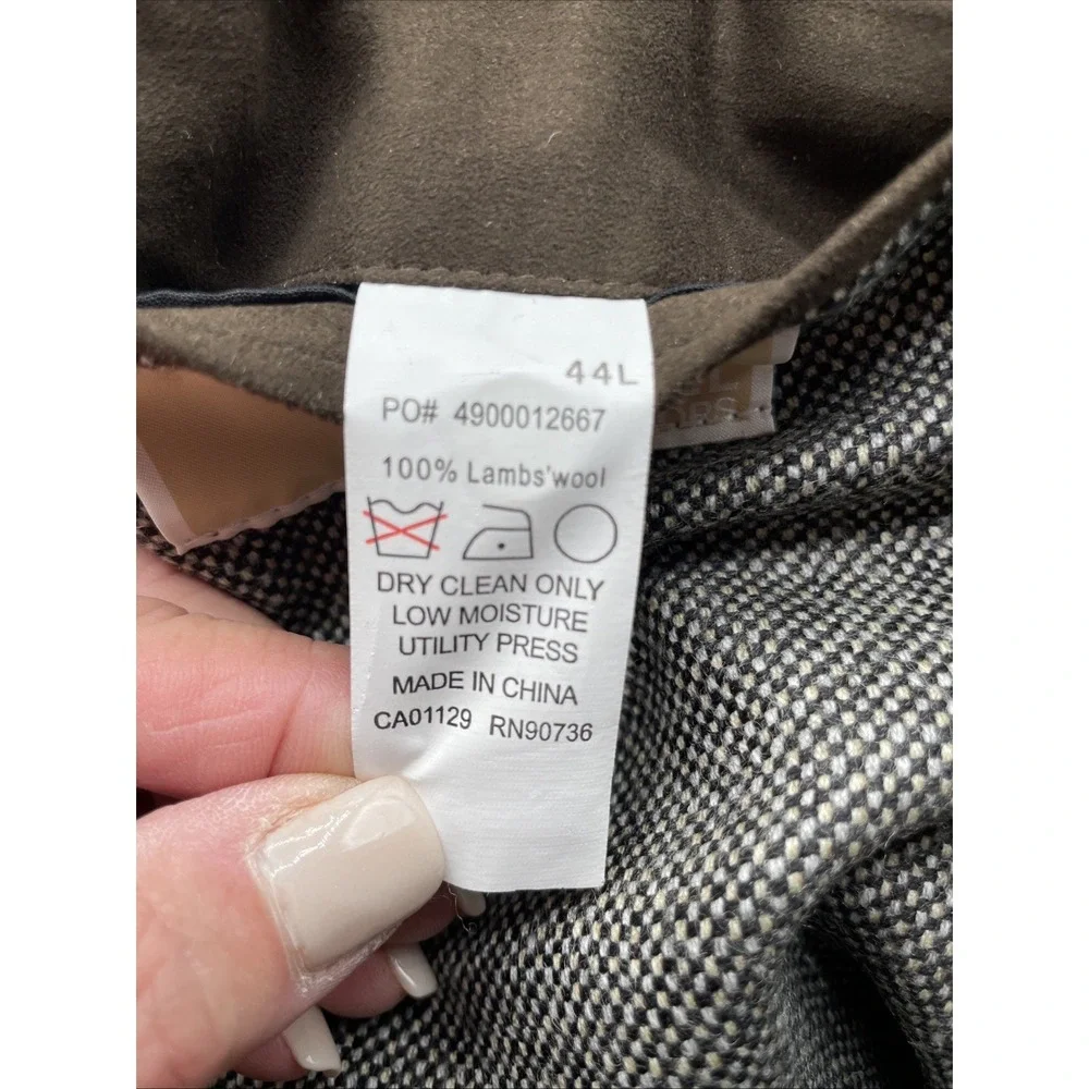 Michael Kors Men's Classic-Fit 100% Lambs Wool Sport Coat Jacket Black Plaid 44L